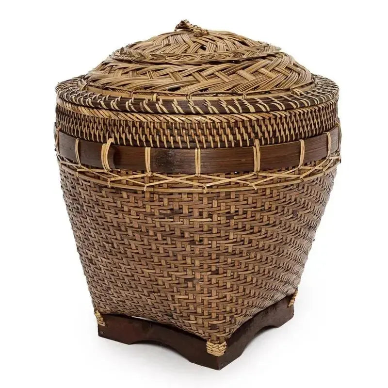 De Koloniale Opbergmand - Natuurlijk Bruin - L-manden met deksel-Bazar Bizar Living-Ik Hout ervan.