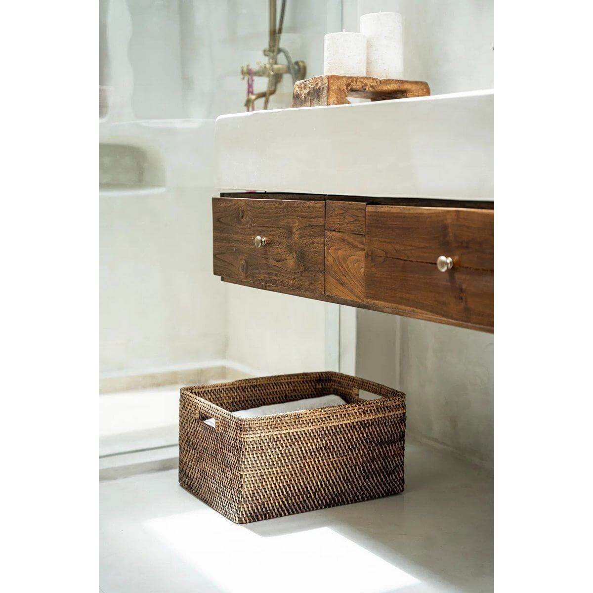 De Koloniale Tijdschriftenmand - Naturel Bruin - XL-Bazar Bizar Living-Ik Hout ervan.