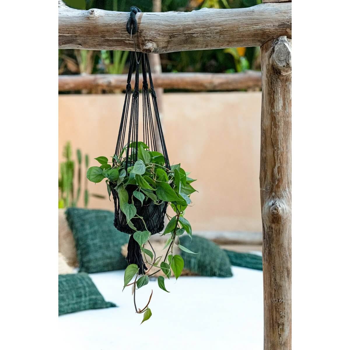 De Macrame Plantenhouder - Zwart - S