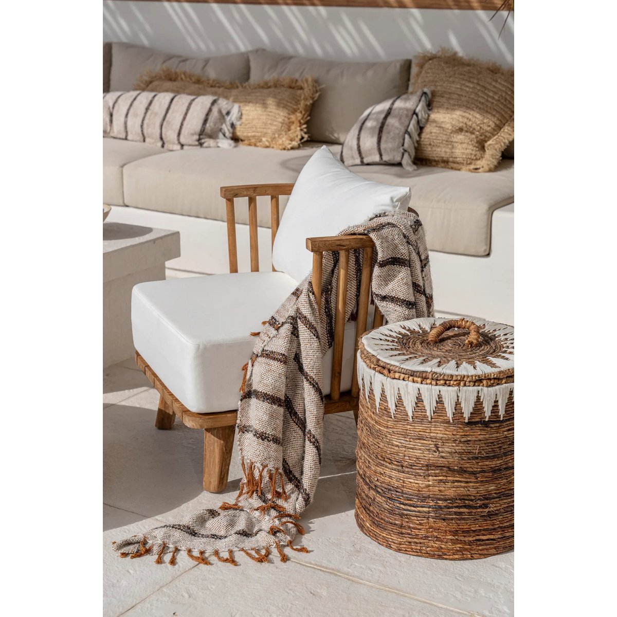 De Malawi Eenzitsbank - Natuurlijk Wit-Bazar Bizar Living-Ik Hout ervan.