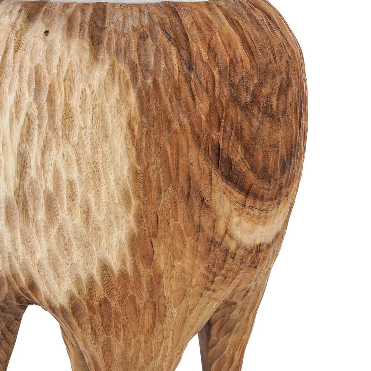 Close-up of The Maldives Stool showcasing rich, natural suarwood grain. Perfect for a bohemian style touch in any space.