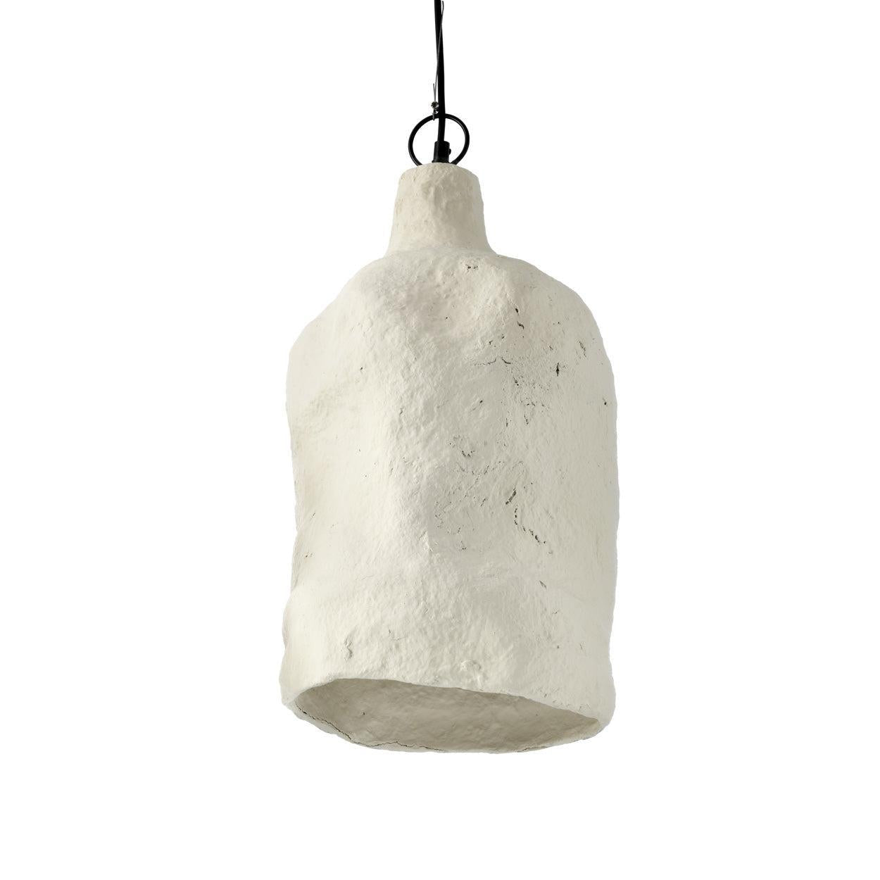 Detail van papier-maché hanglamp moloko wit 63 cm