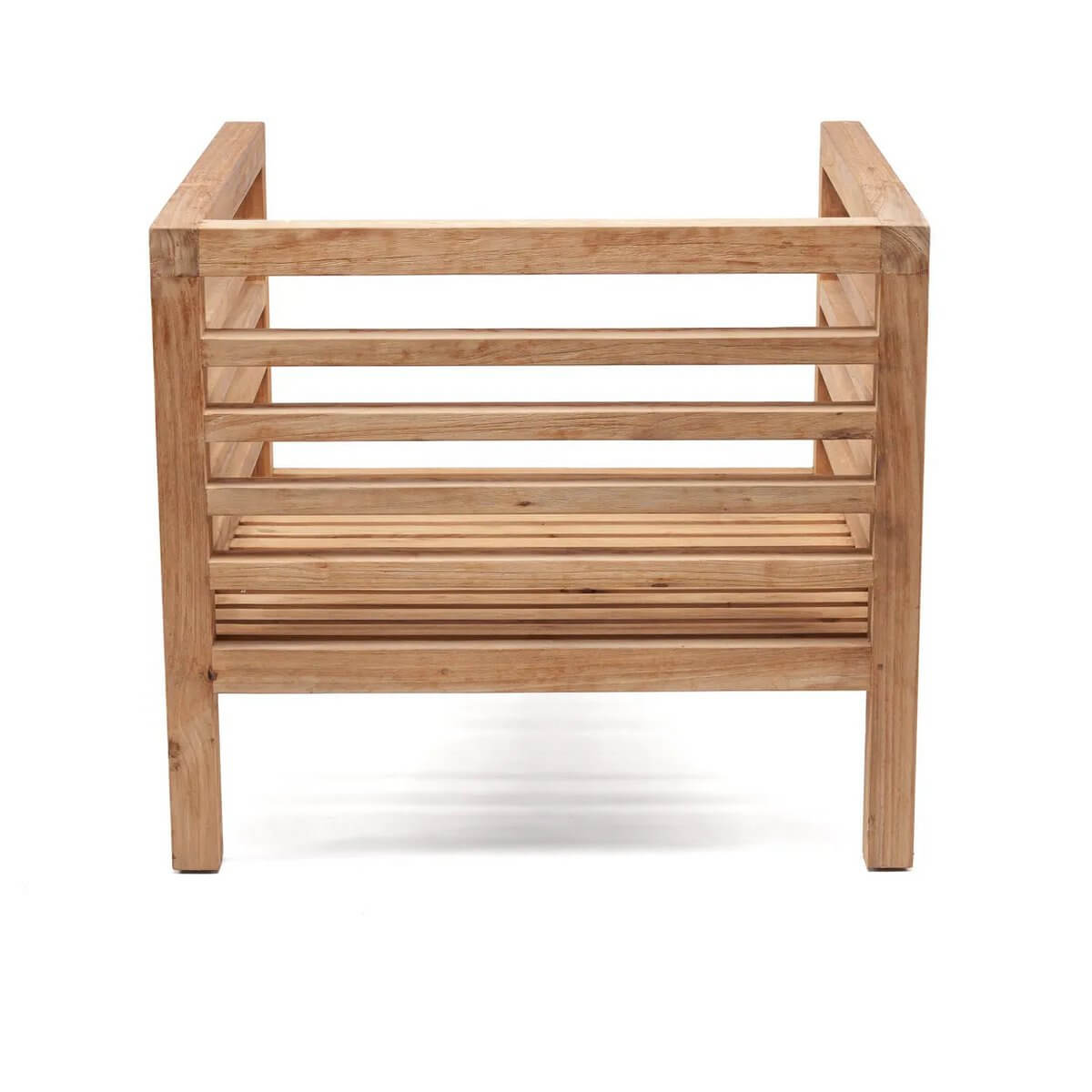 Bohemian-style De Moyo modulaire eenzitsbank frame, eco-friendly, wooden outdoor seating design. Customizable modular collection.