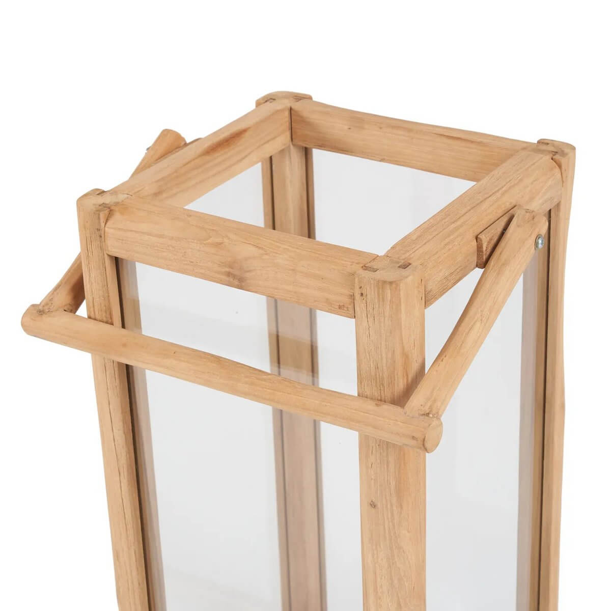 Bohemian style De Nusa Penida lantern in natural wood, weatherproof and perfect for outdoor gatherings or indoor decor.