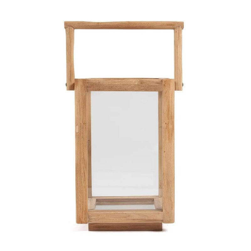 Natuurlijke houten Nusa Penida-lantaarn, perfect voor binnen- en buitengebruik, straalt warme en gezellige verlichting uit.