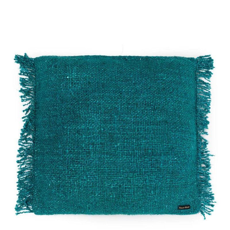 Ontdek de Oh My Gee kussenhoes in aqua, 60x60 cm. Perfecte boho-sfeer voor je interieur. Handgemaakt katoen, uniek en stijlvol!