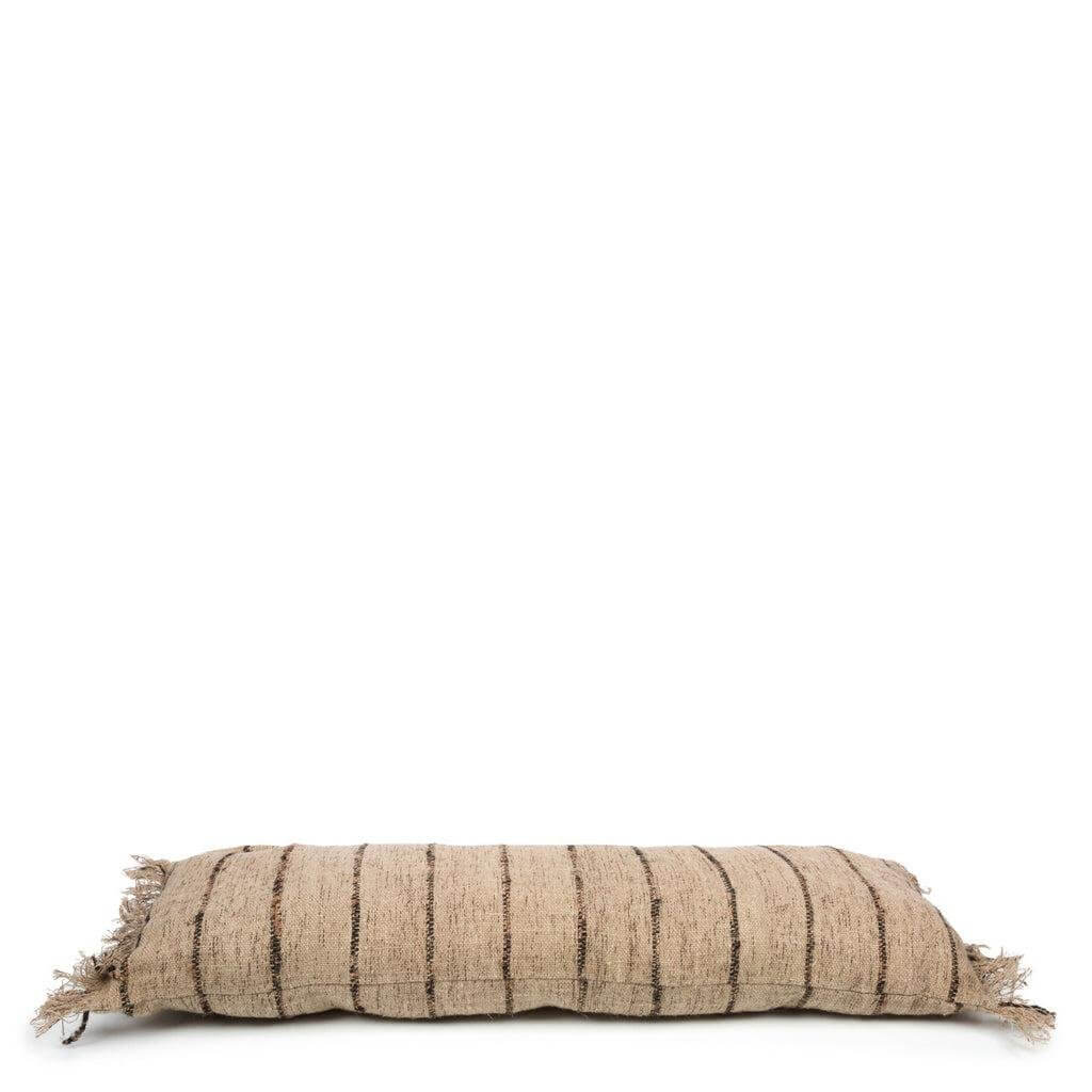 Beige en zwarte kussenhoes 35x100 cm, boho chic textuur voor interieur en tuin, gemaakt van zacht katoen, geen binnenkussen inbegrepen.
