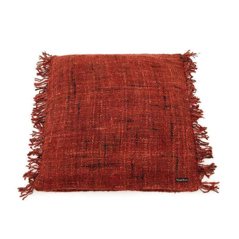 Kersenrode kussenhoes 60x60 cm, boho stijl, zacht katoen, geen binnenkussen. Perfecte touch voor interieur en tuin. De Oh My Gee.