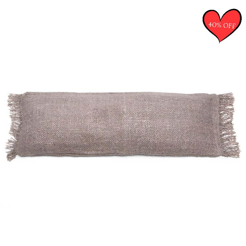 De Oh My Gee kussenhoes in parelgrijs, 35x100 cm, chic boho stijl. Perfect voor interieur en tuin, zonder binnenkussen.