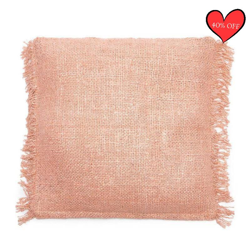Zalmroze kussenhoes De Oh My Gee, biedt een boho-touch aan interieur of tuin, 60x60 cm, zonder binnenkussen, zacht katoen.
