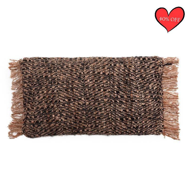 De Oh My Gee kussenhoes zwart koper, 30x50 cm, bohemian stijl, zachte katoen zonder binnenkussen. Perfect voor interieur of patio.