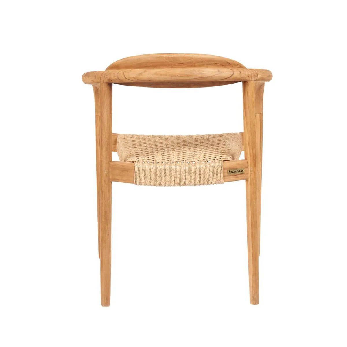 Bohemian-style Pandan dining chair in natural finish, perfect for outdoor dining with a modern rustic touch.