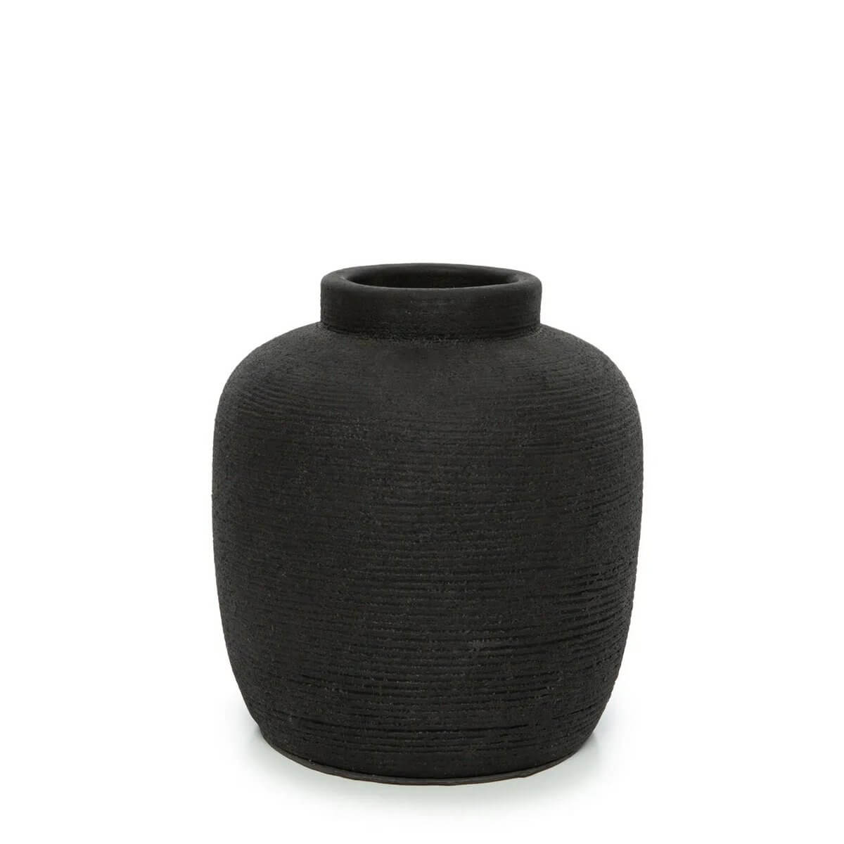 Bohemian style black terracotta Peaky vase, perfect for fresh or dried flowers, adding charm to any room decor.