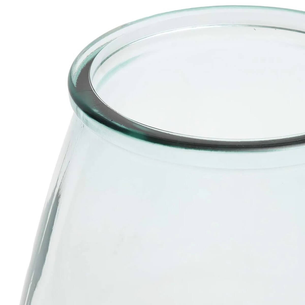 Elegant De Qiezi Blue Glass Vase with sleek lines, perfect for Bohemian decor. Made from recycled glass for a sustainable touch.