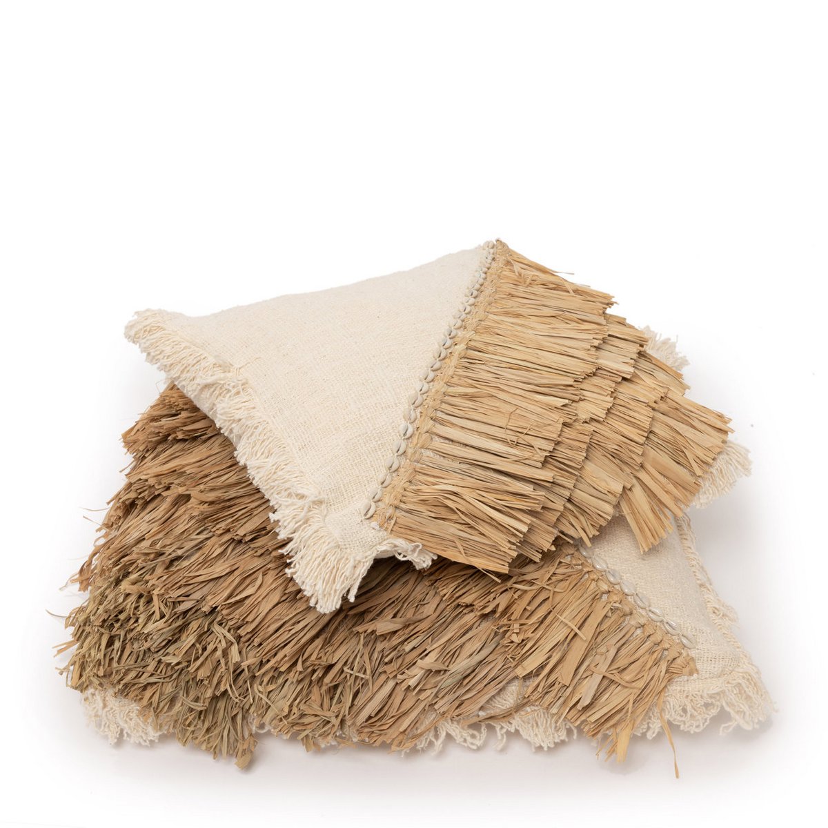 De Raffia Katoenen Kussenhoes - Naturel Wit - 60x60-kussens-Bazar Bizar Living-Ik Hout ervan.