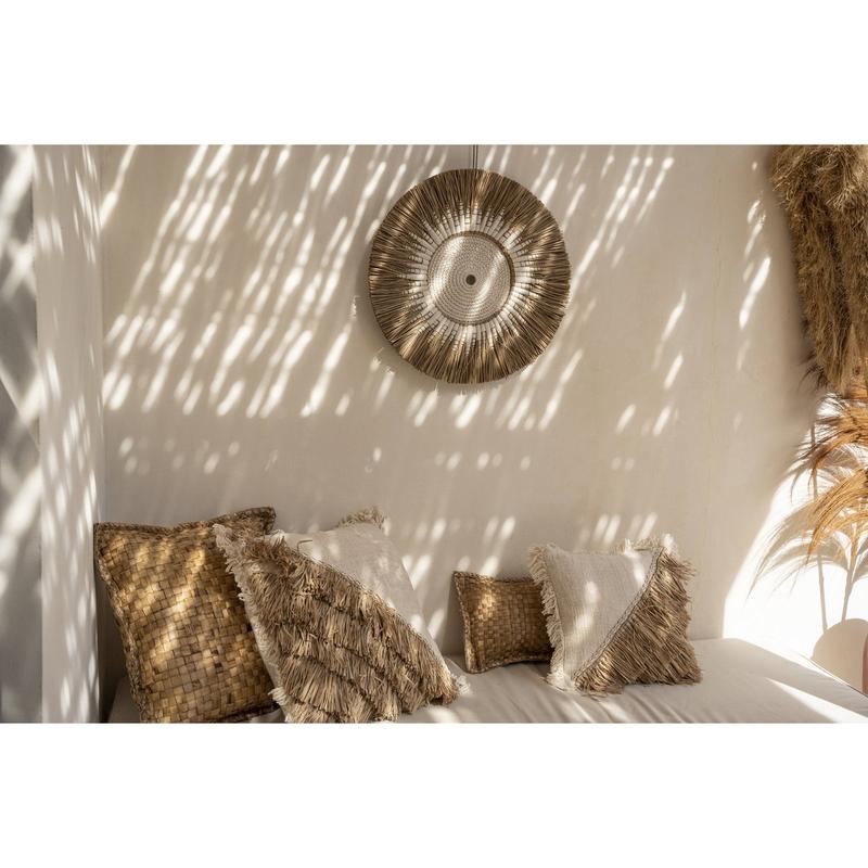 De Raffia Katoenen Kussenhoes - Naturel Wit - 60x60-kussens-Bazar Bizar Living-Ik Hout ervan.