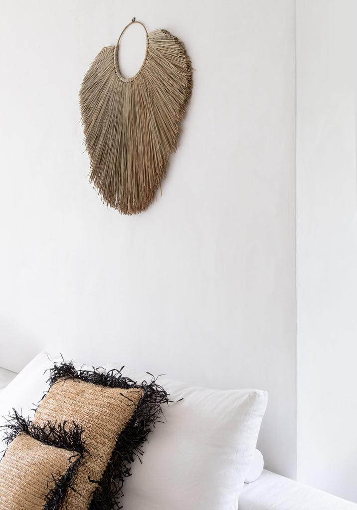 De Raffia Kussenhoes - Naturel Zwart - 60x60