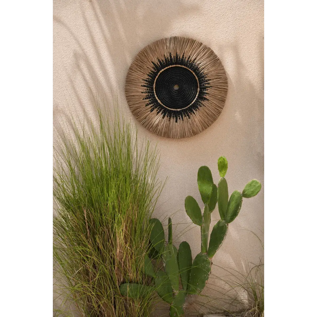 De Raffia Macramé Muurdeco - Zwart Naturel