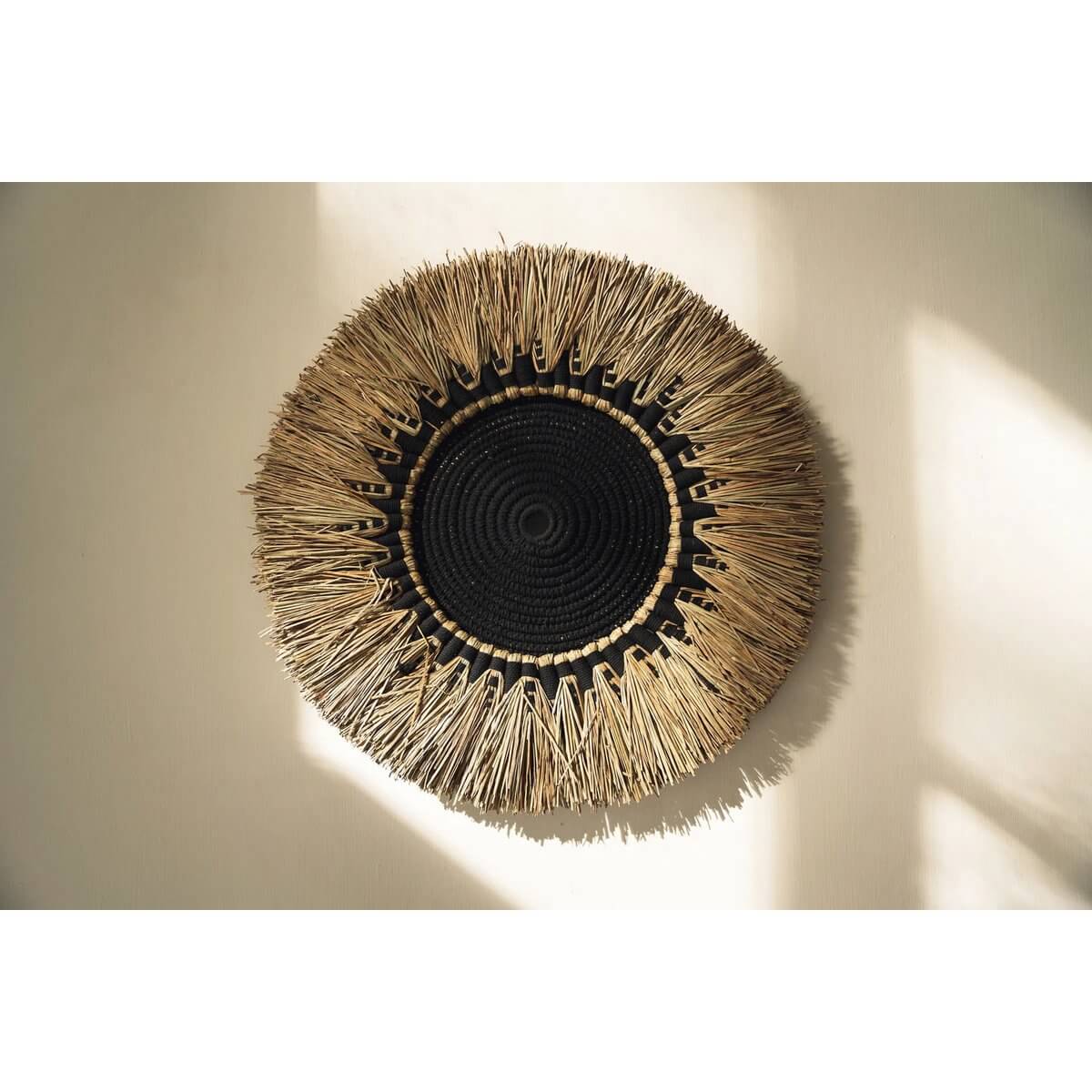 De Raffia Macramé Muurdeco - Zwart Naturel