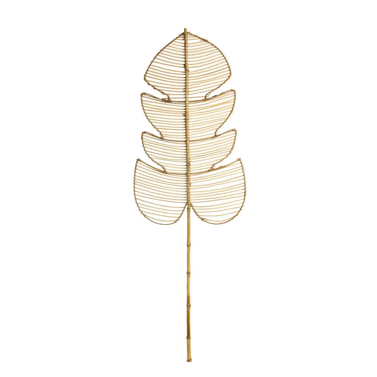 De Rotan Monstera - Naturel, bohemian style wall decor in leaf shape, perfect for vases or walls. Brand: Bazar Bizar Living.