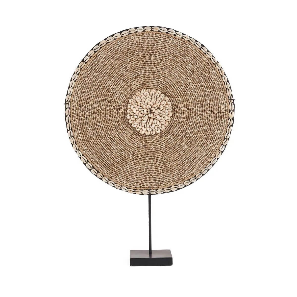 Decorative Shell Guadeloupe on sleek stand in natural white, perfect for coastal or modern interiors, adding elegance to any space.