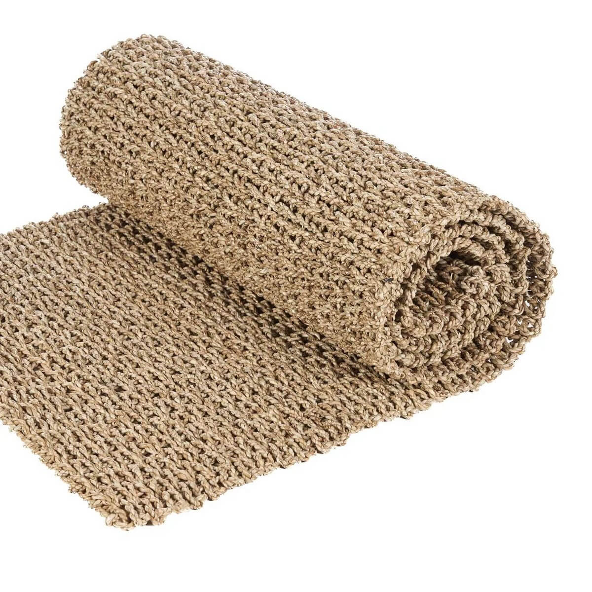 Rolled natural sisal rug, 270x70, perfect for adding bohemian charm and earthy warmth to any room.