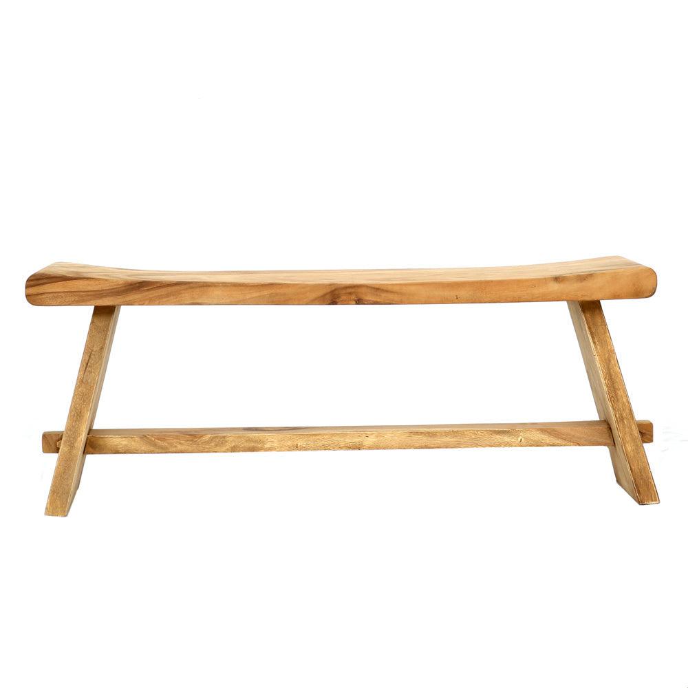 Suar houten bank - natuurlijke elegantie voor elk interieur, perfect voor eetkamer, gang of terras.