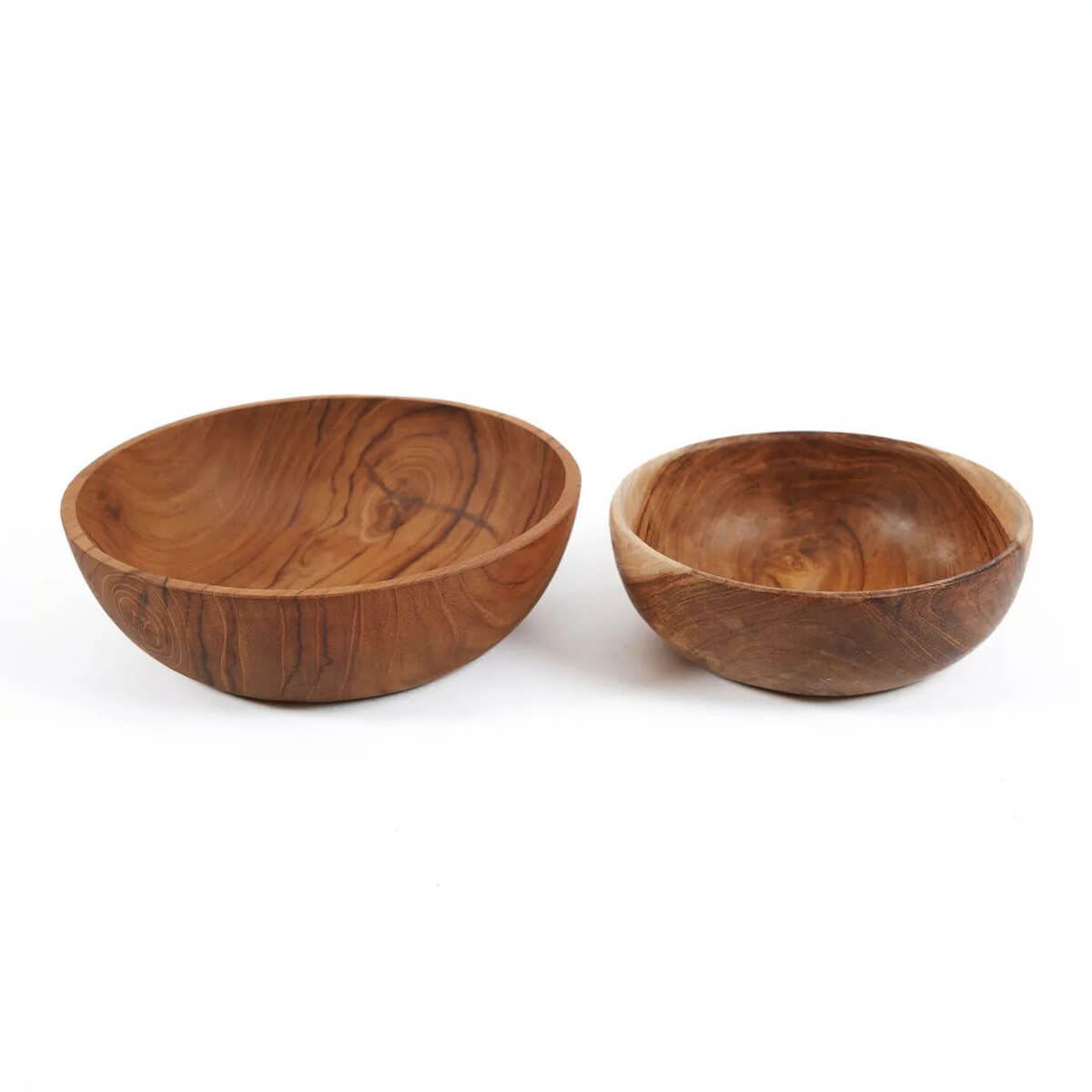 Bohemian teak root snack bowls showcasing rustic charm and unique wood patterns, perfect for serving snacks and entertaining.