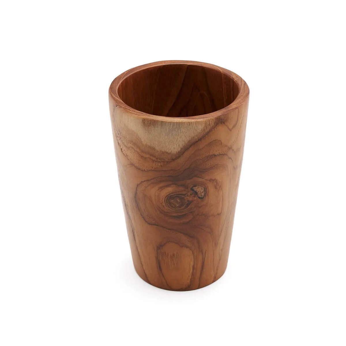 Bohemian style teak wood cup with unique grain patterns, beautifully crafted for a touch of nature in your dishware collection.