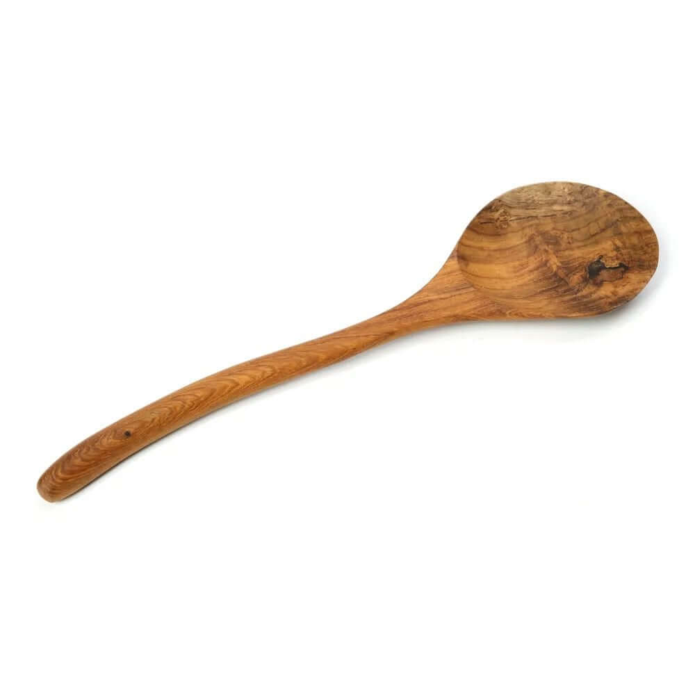 Bohemian style teak wooden root spoon with a rounded handle from Bazar Bizar Living. Handmade elegance for unique table settings.