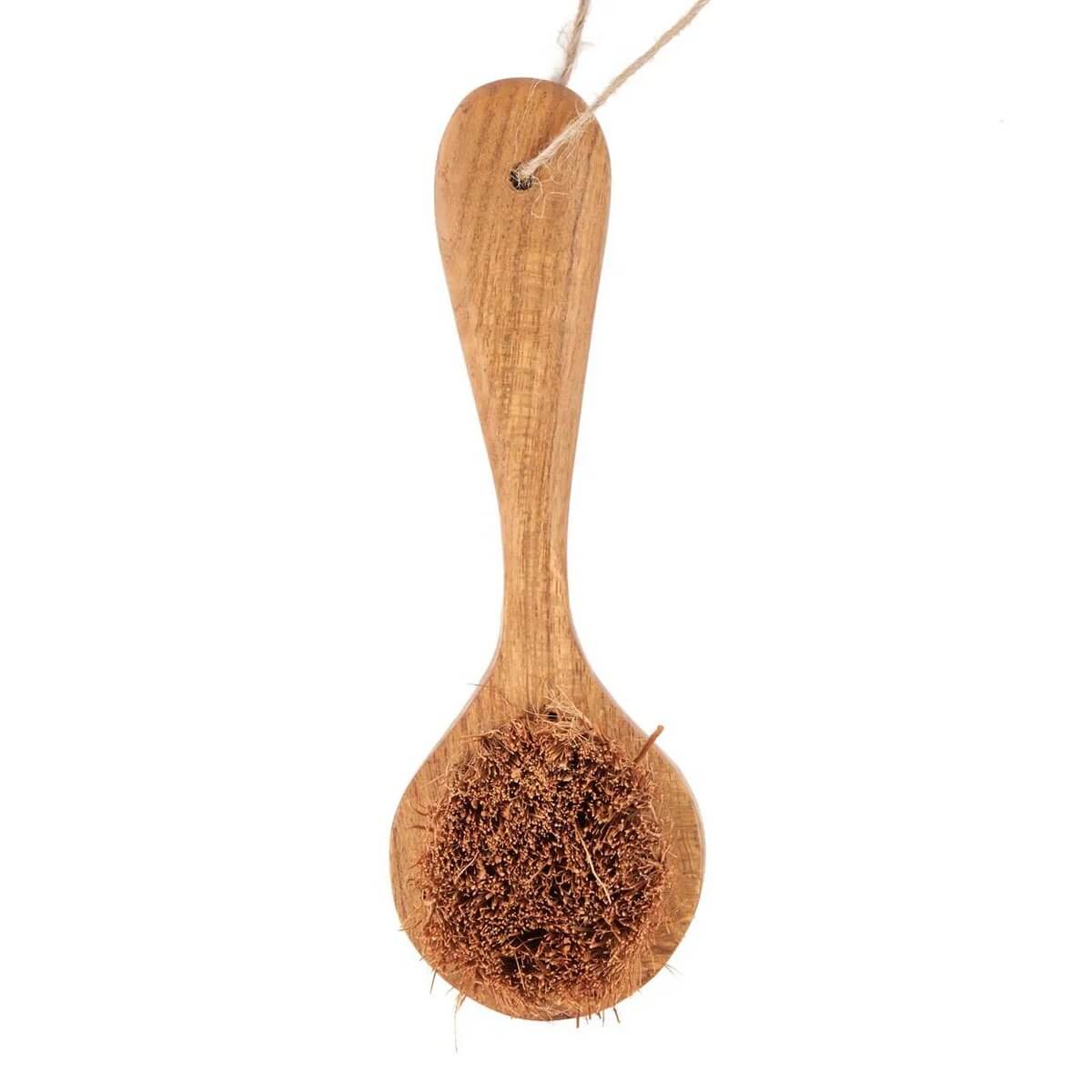 Eco-friendly TOTO-borstel - Bohemian style coconut fiber brush with wooden handle for sustainable cleaning.