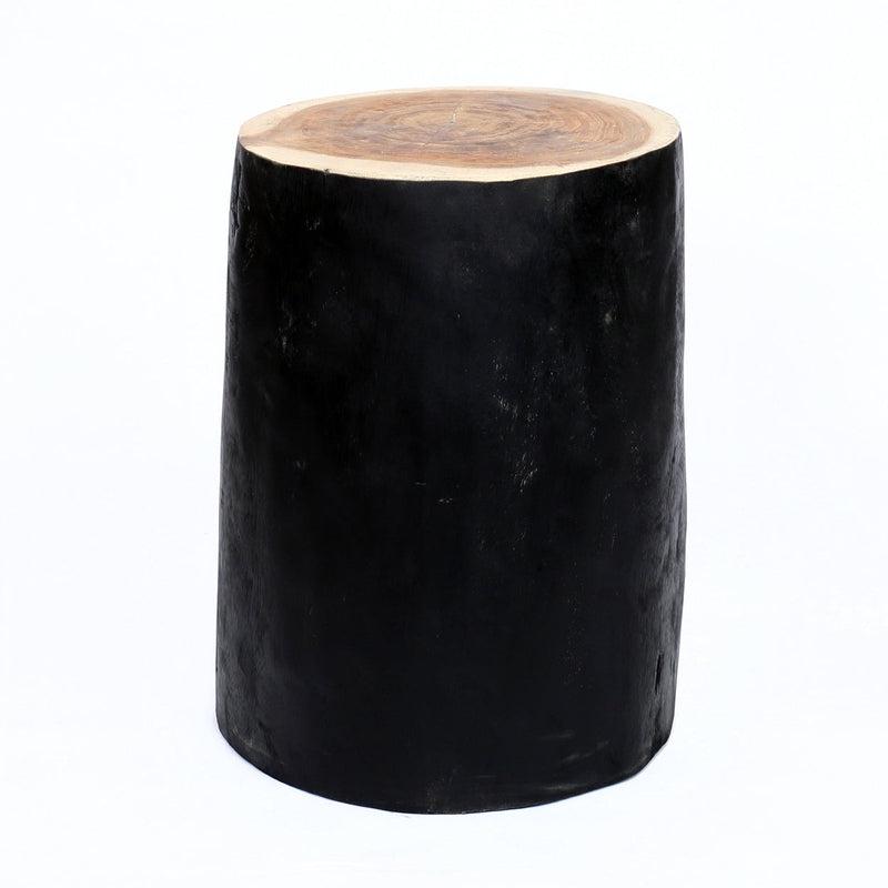 De Tribe Kruk - Handgemaakte Mungurr houten kruk in naturel en zwart, ideaal voor nachtkastje of bijzettafeltje, geschikt voor binnen.