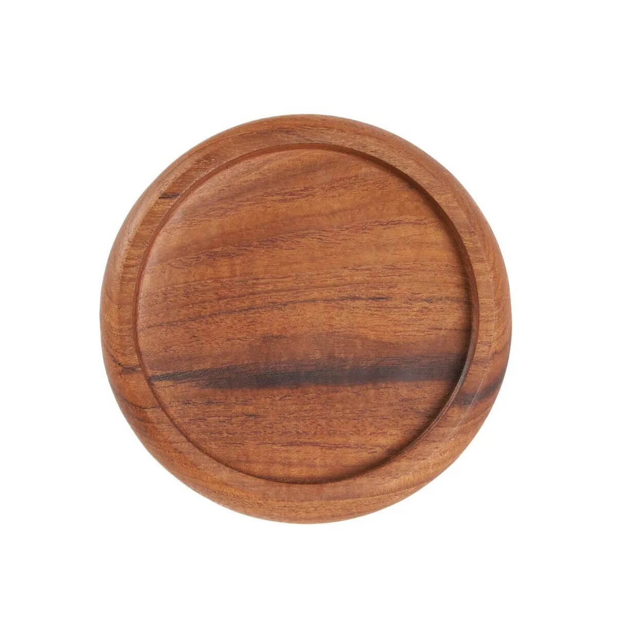 Elegant natural wood coaster by Bazar Bizar Living with bohemian style, 11cm diameter, adds sophistication to your table setting.