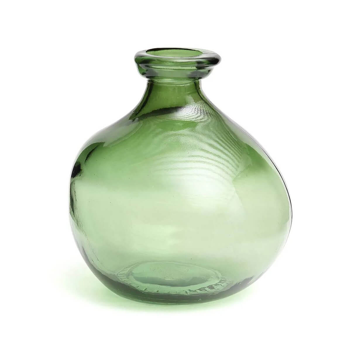 Alt Tag: Elegant Groen Xiao vaas met organische vorm, ideaal voor bloemen of als Bohemian decoratief accent in huis.