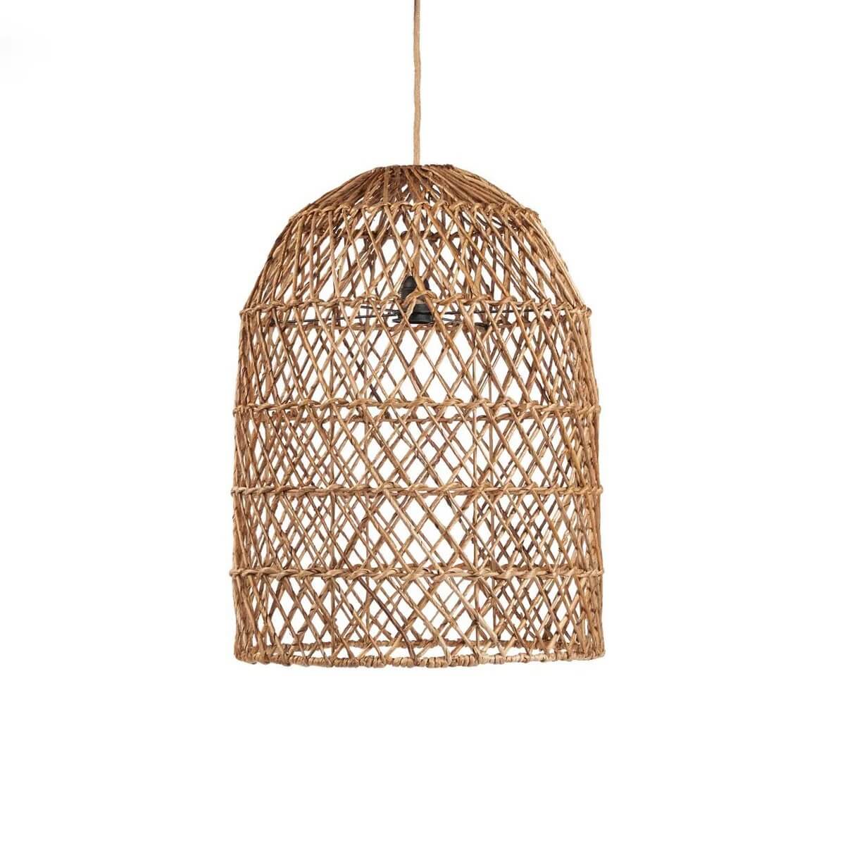 Bohemian Xiomara pendant light made from natural banana leaf, featuring a unique woven design for a warm, inviting home atmosphere.