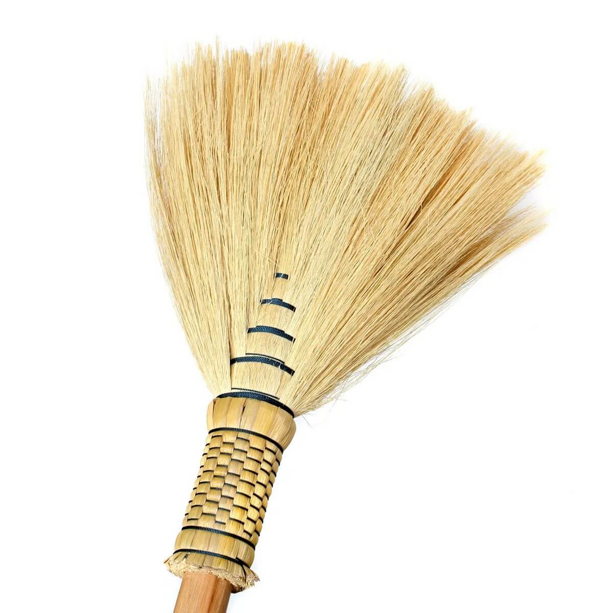 Bohemian style Indonesian grass broom in beige and multicolor, perfect as decorative home piece by Bazar Bizar Living.