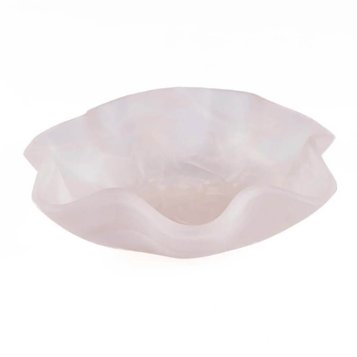 Bohemian style pink and white resin fruit bowl with smooth, flowing design, perfect for a modern and natural aesthetic.