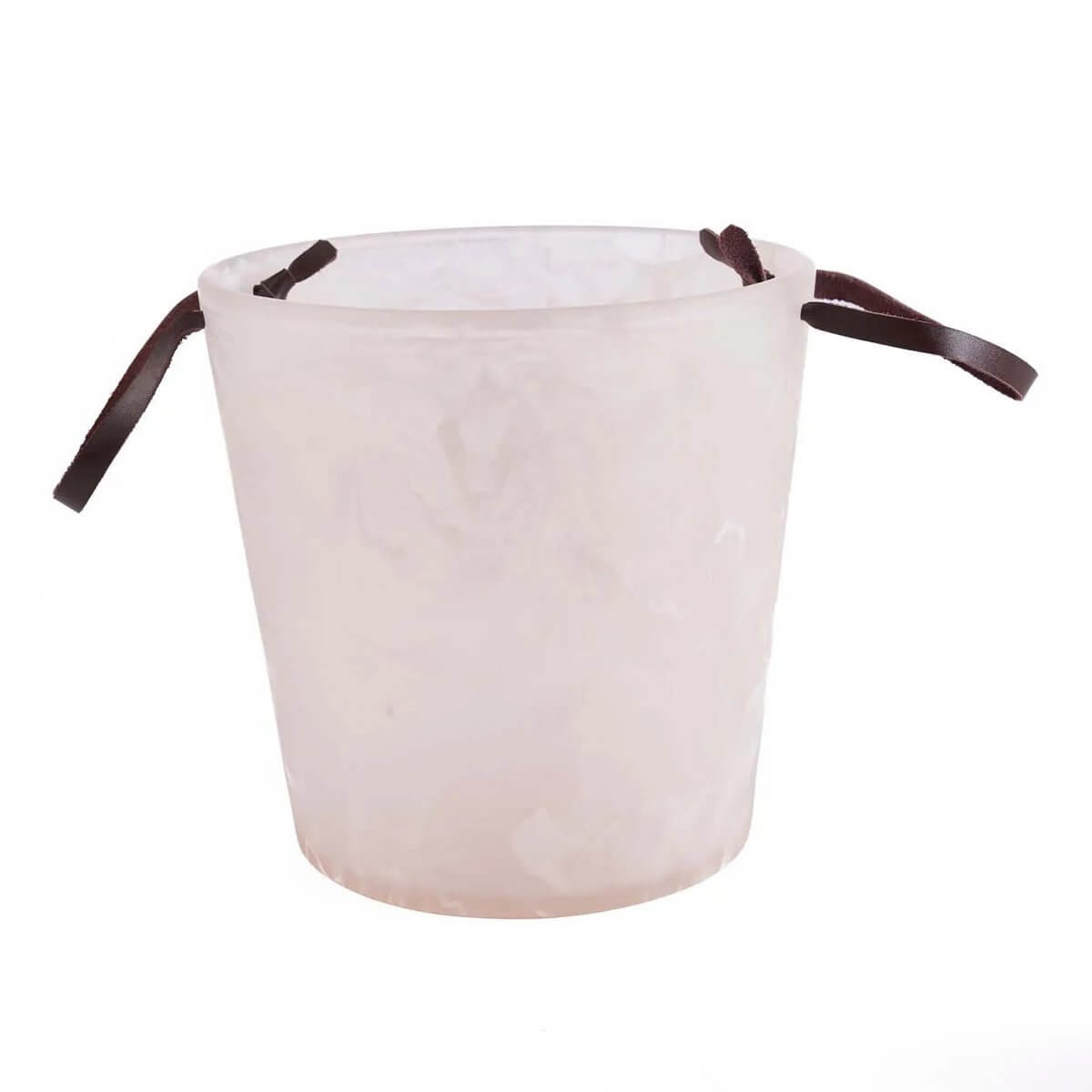 Elegant roze-witte harsijsemmer met bohemian stijl, perfect voor stijlvolle bars en feestjes.