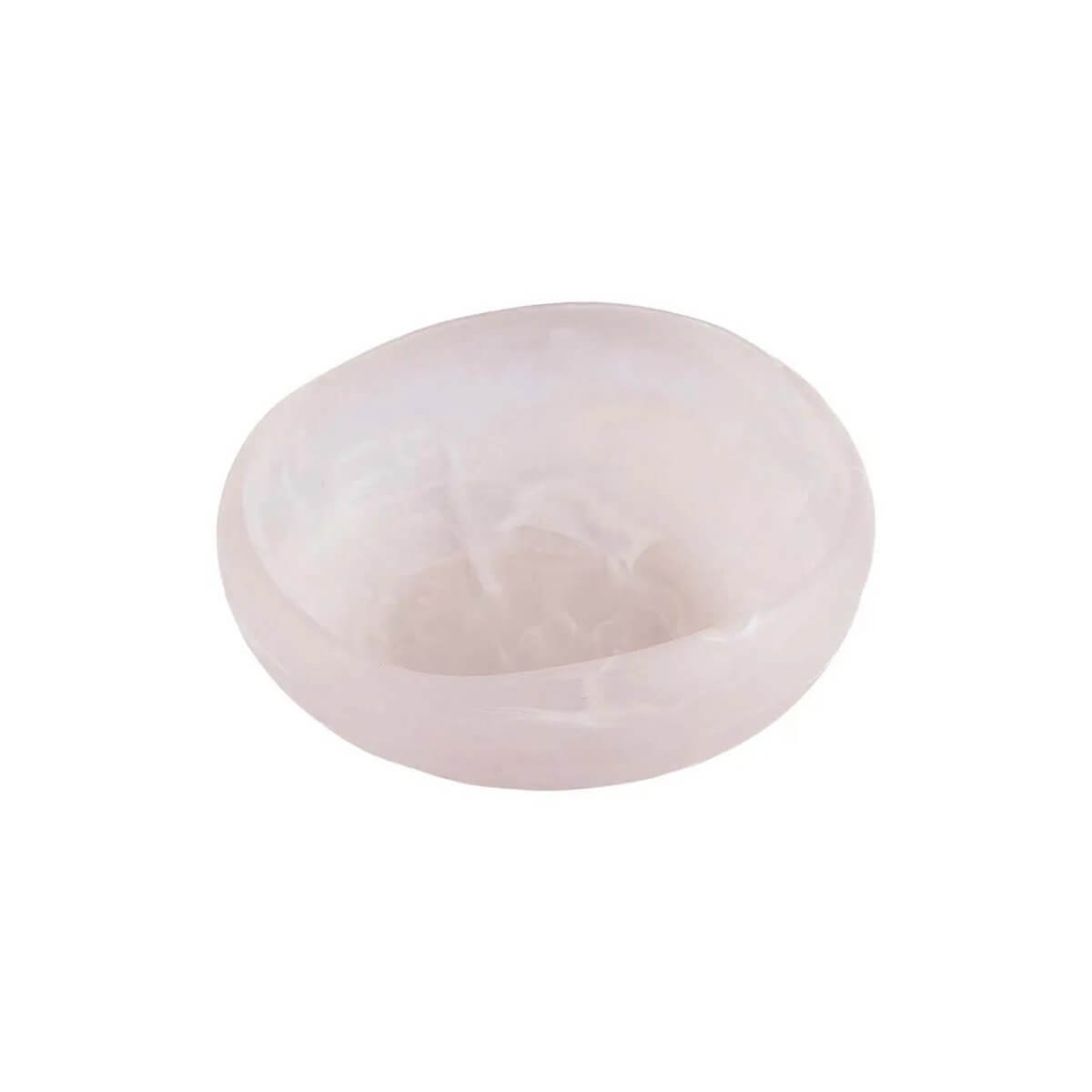 Bohemian resin organic bowl in pink and white, showcasing a sculptural, handmade design perfect for modern decor.