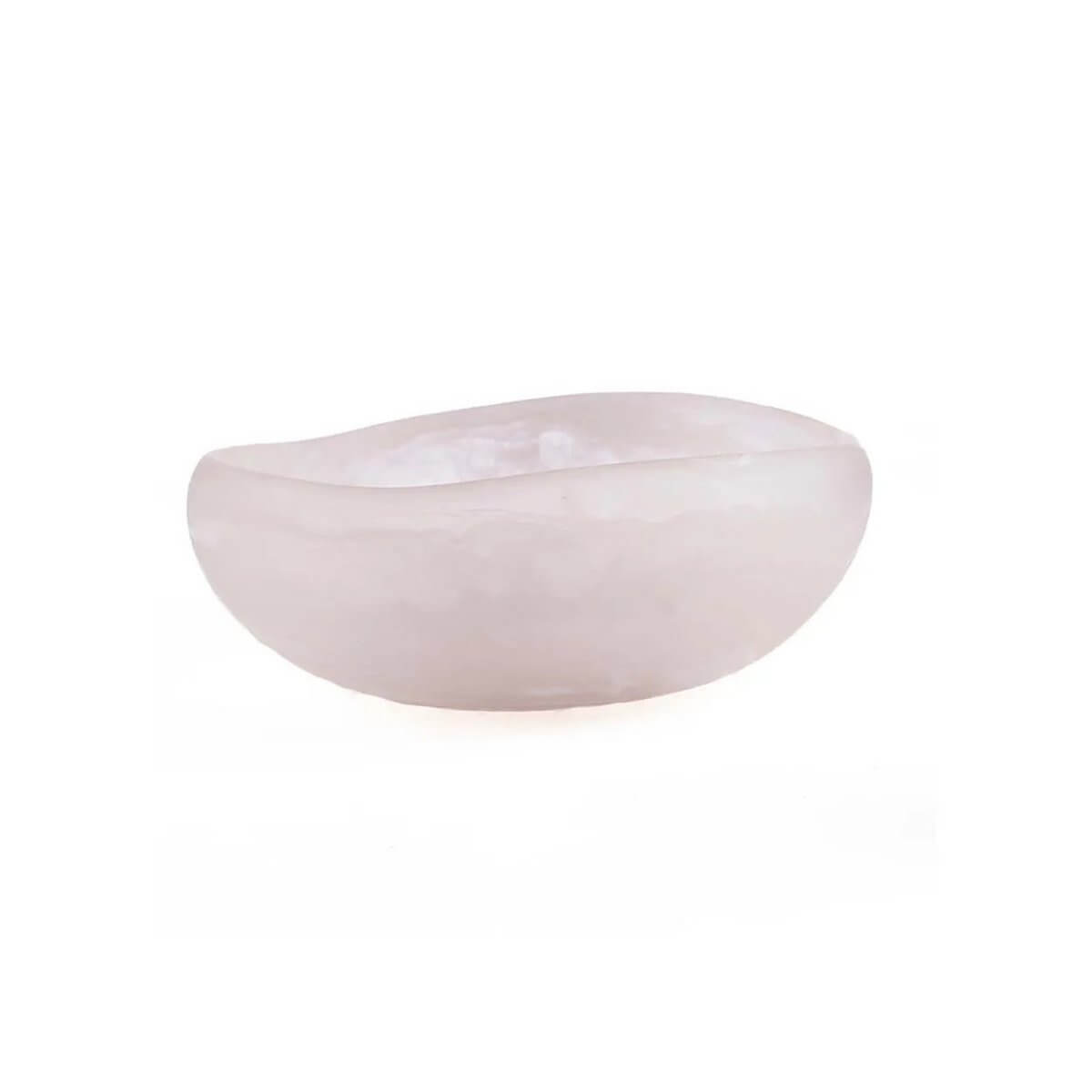 Bohemian pink and white organic resin bowl with smooth handmade finish; a sculptural touch for serving or decor, 14cm width.