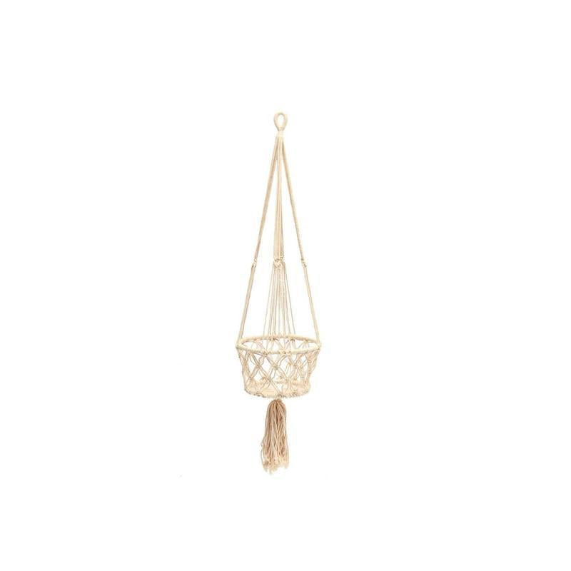 De macrame -plantenhouder - wit - s-Bazar Bizar Living-Ik Hout ervan.