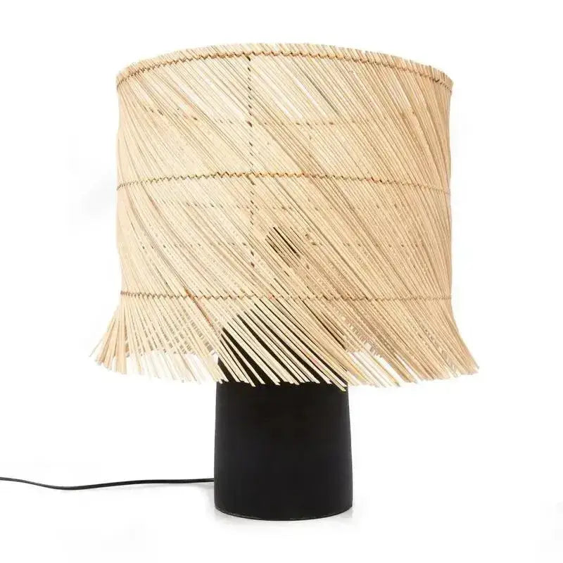 De rotan tafellamp - zwart naturel-Bazar Bizar Living-Ik Hout ervan.