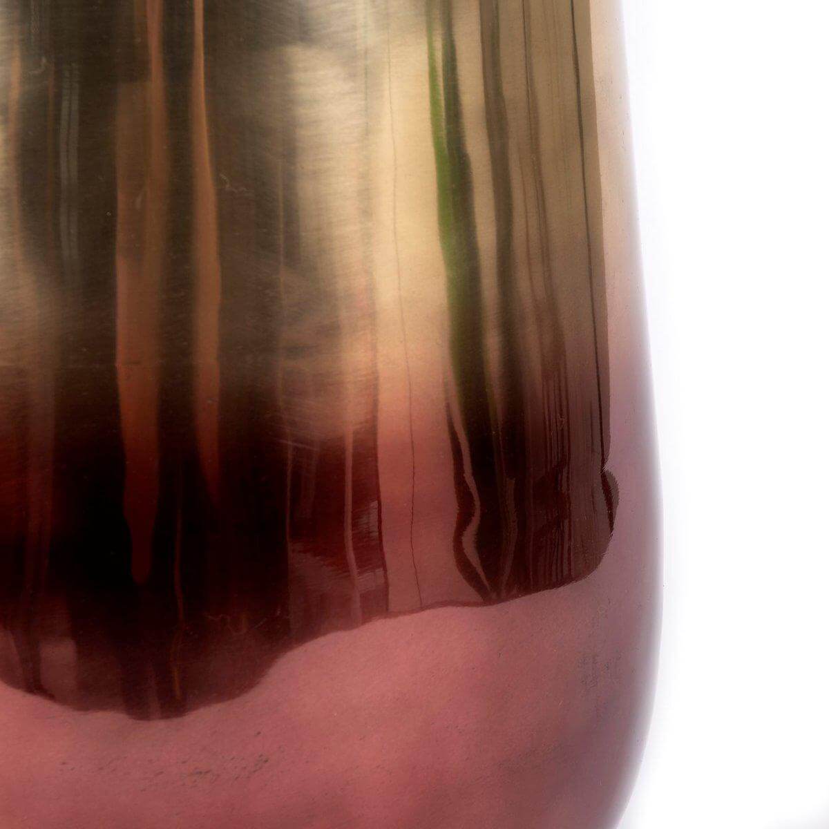 Tweekleurige messing plantenbak XL met rozerood naar messing kleurverloop, stijlvolle toevoeging voor woonkamer of badkamer.