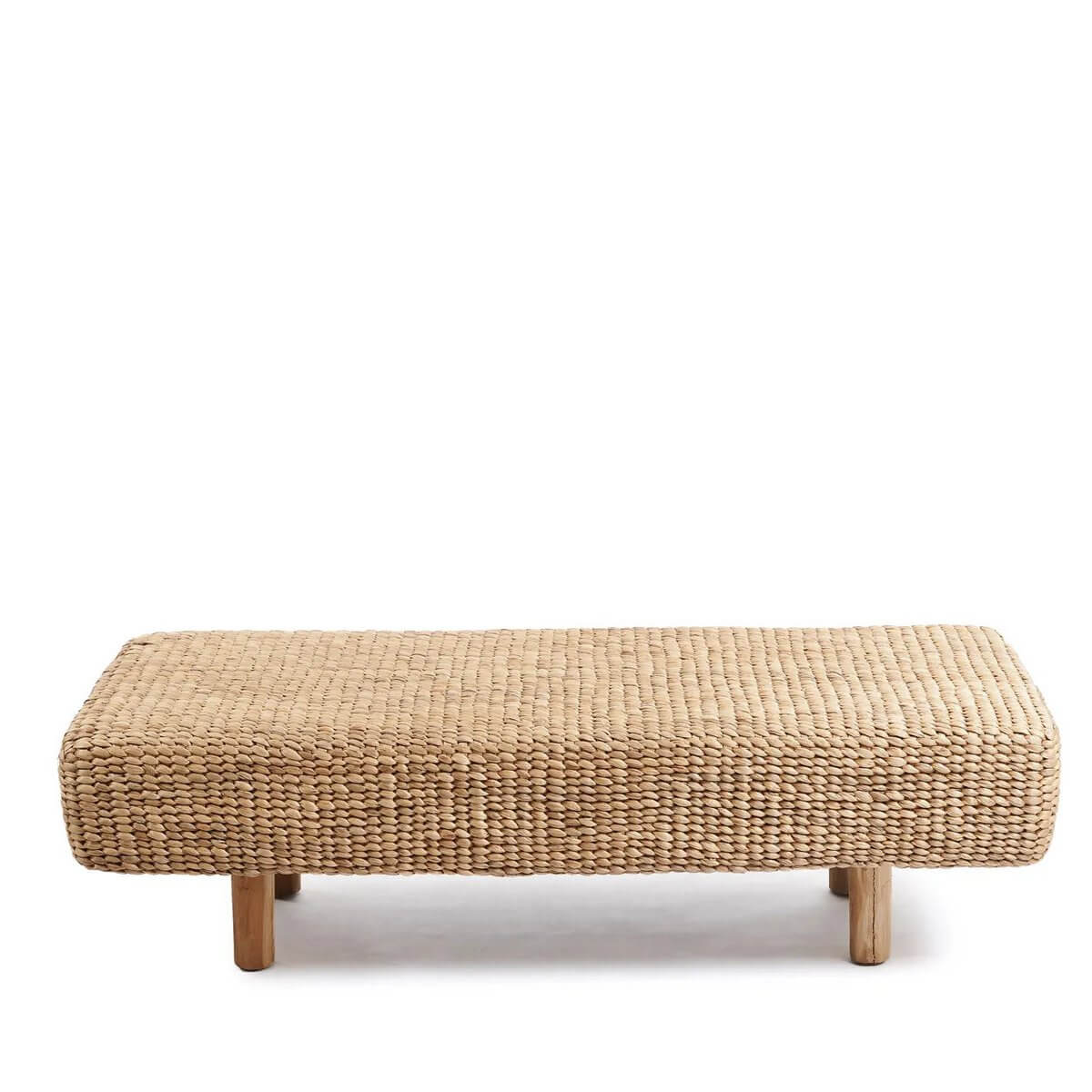 Bohemian Waterhyacinth Bench: Sustainable seating with natural woven texture and eco-friendly design, perfect for stylish interiors.