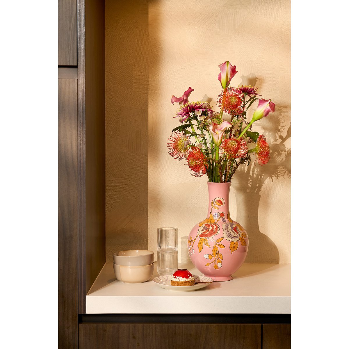 Eloise Vaas - H36 x Ø22 cm - Keramiek - Roze-vazen-Mica Decorations-Ik Hout ervan.