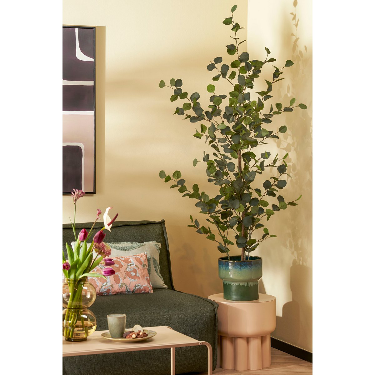 Eucalyptus Kunstplant in Bloempot - H150 x Ø30 cm - Groen -Mica Decorations-Ik Hout ervan.