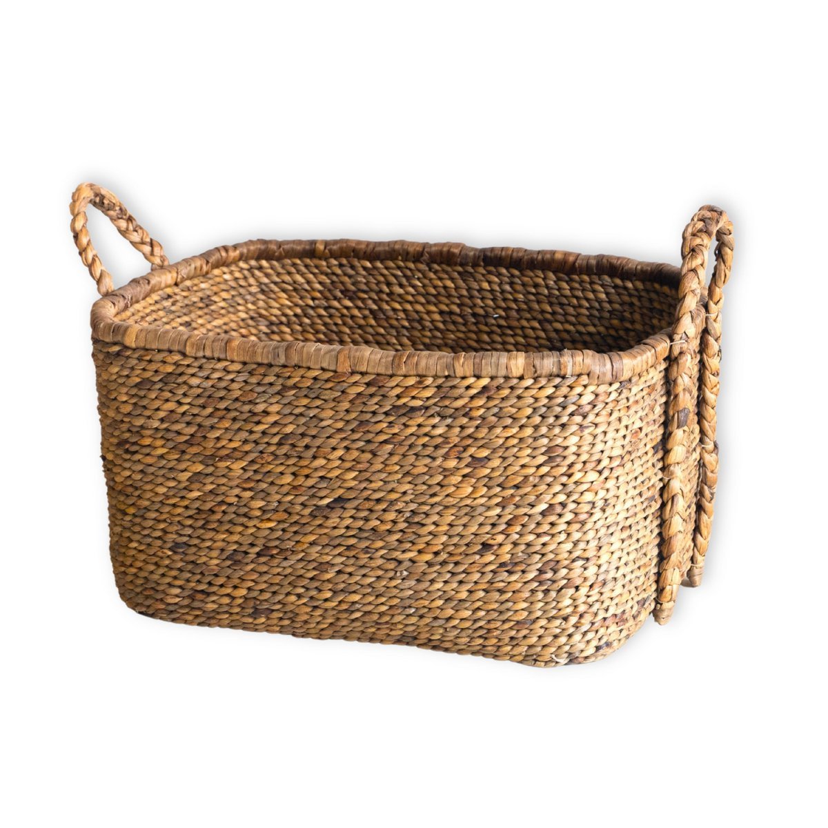 Extra grote wasmand - vierkante boho -mand - geweven decoratieve mand - opslagmand gemaakt van natuurlijke waterhyacint (2 maten) mentari-manden-Soeji-Ik Hout ervan.