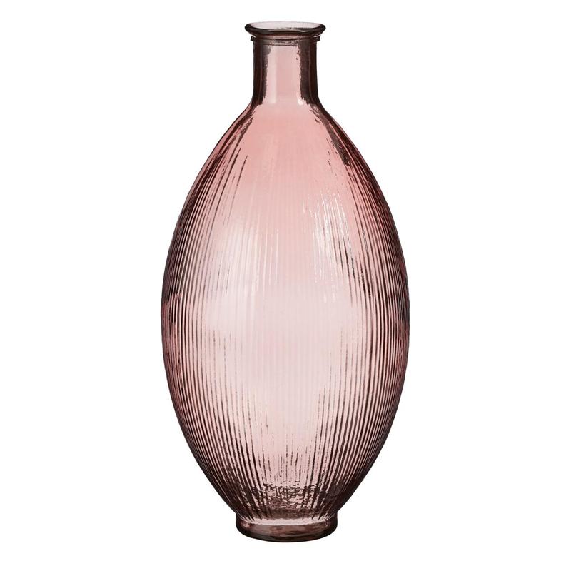 Firenza Fles Vaas - H59 x Ø29 cm - Gerecycled Glas - Lichtroze-vazen-Mica Decorations-Ik Hout ervan.