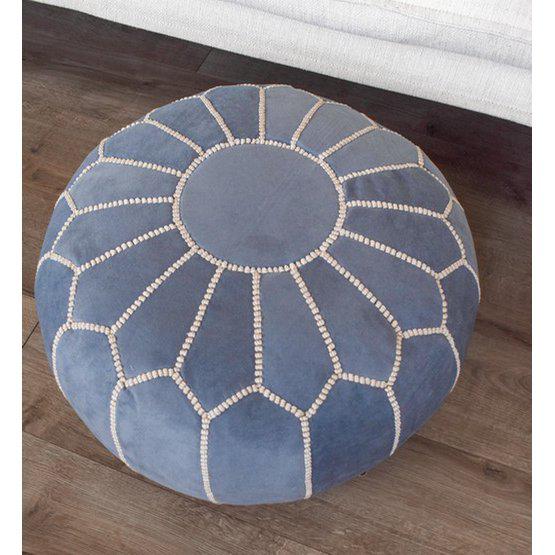 Fluwelen poef - denimblauw-poef van leer-Poufs & Pillows-Ik Hout ervan.