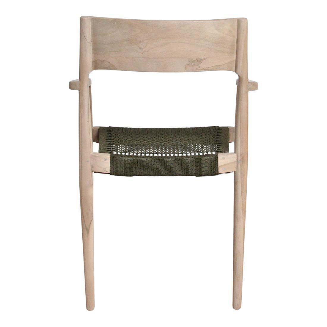 Freya tuinstoel met armleuning groen - licht teakhout-Tuin stoelen-Raw Materials-Ik Hout ervan.